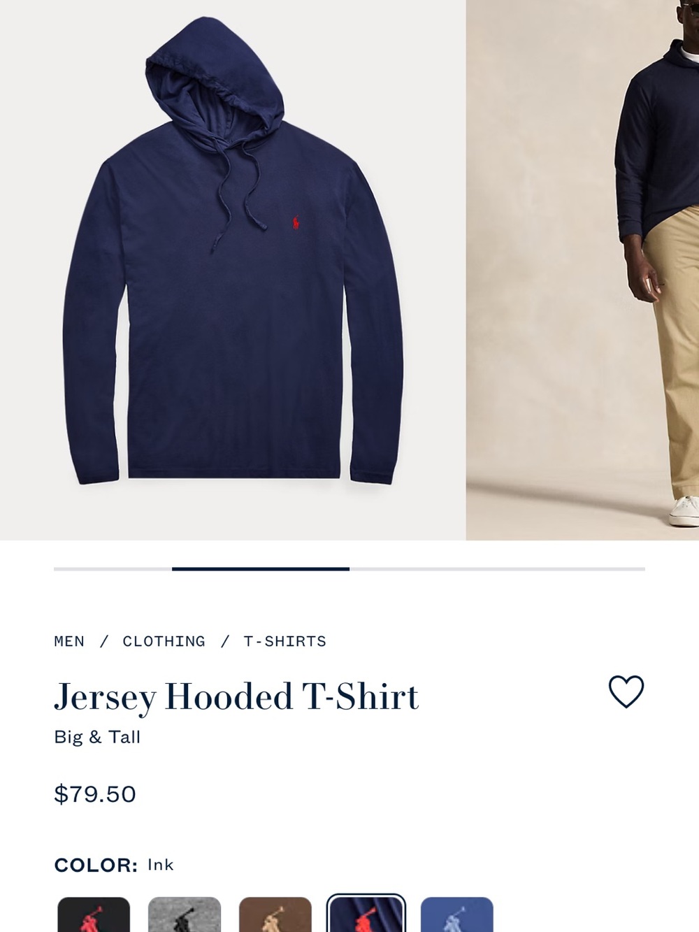Polo by Ralph Lauren Navy Hooded Jersey Long-Sleeve Shirt with Red Pony
